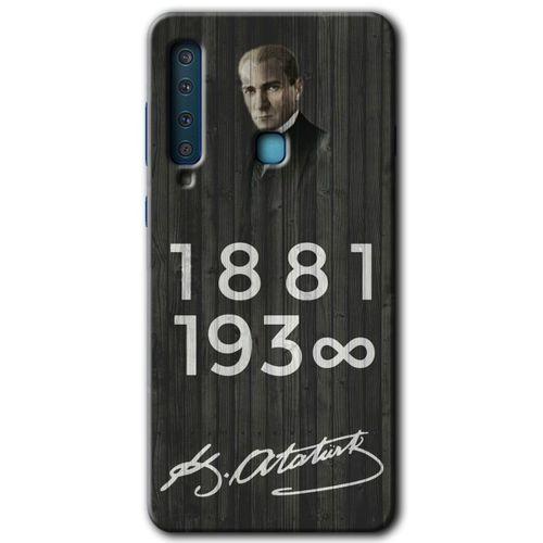 Galaxy A9 2018 Kılıf HD Desen Baskılı Arka Kapak - Atatürk Ahşap İmza + Kırılmaz Cam