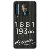 Galaxy A9 2018 Kılıf HD Desen Baskılı Arka Kapak - Atatürk Ahşap İmza + Kırılmaz Cam