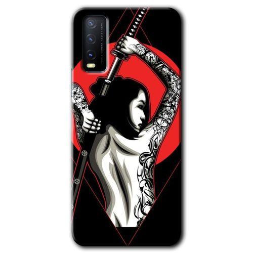 Vivo Y20 Kılıf HD Desen Baskılı Arka Kapak - Samurai Girl + Kırılmaz Cam