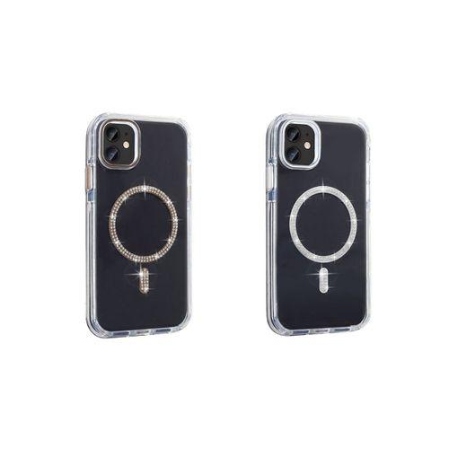 Apple iPhone 11 Kılıf Taşlı Tasarım M-safe Şarj Özellikli Zore Koment Silikon Kapak