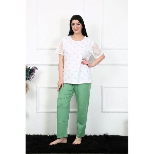 Kadın 5xl-6xl-7xl-8xl Büyük Beden Kısa Kol Pijama Takım Beyaz