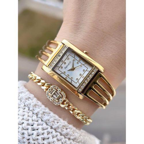 Ferrucci Kaburga Tasarım 2 Yıl Garantili 3 Atm Suya Dayanıklı Kadın Kol Saati+Bileklik FC.L11061.1