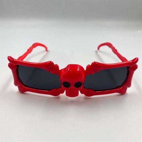 İskelet Kemik Temalı Kırmızı Parti Gözlüğü