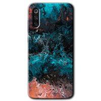 MRCİLETİSİM Xiaomi Mi 9 Kılıf Baskılı Kapak - Liquid Colorfull + 5D Tam Kaplayan Cam