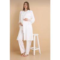 NEHİR 4022 Hamile Lohusa 3 Lü Pijama Sabahlık TK