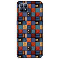 Huawei P40 Lite Kılıf Patchwork (16) Kalın Kılıf Turuncu Mavi