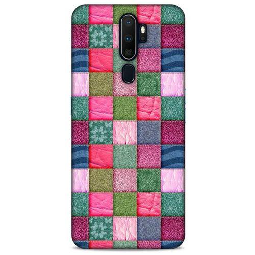 Oppo A5 2020 Kılıf Patchwork (35) Fit Design Kılıf Toz Pembe Lacivert
