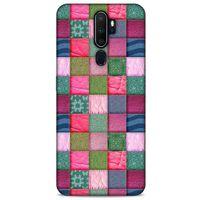 Oppo A5 2020 Kılıf Patchwork (35) Fit Design Kılıf Toz Pembe Lacivert
