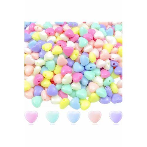 60 gr (300 adet) Şeker Rengi Akrilik Kalp Boncuklar Renkli Karışık Plastik Pastel Boncuklar Ara Boncuk Kalp Şekilli Kolye Bilezik için