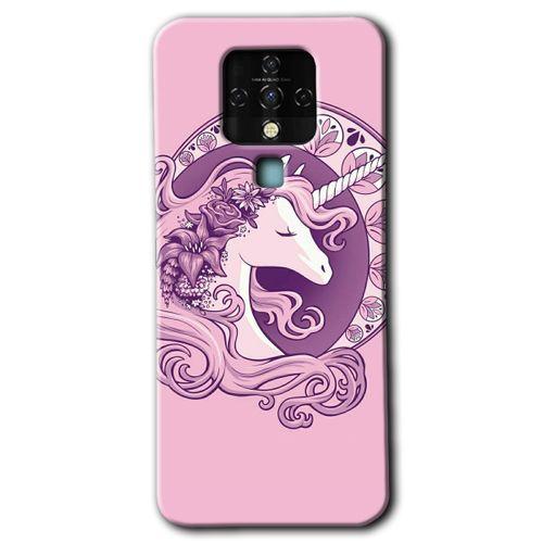 MRCİLETİSİM Tecno Camon 16 Kılıf HD Desen Baskılı Arka Kapak+Temperli Cam - Unicorn-Pembe