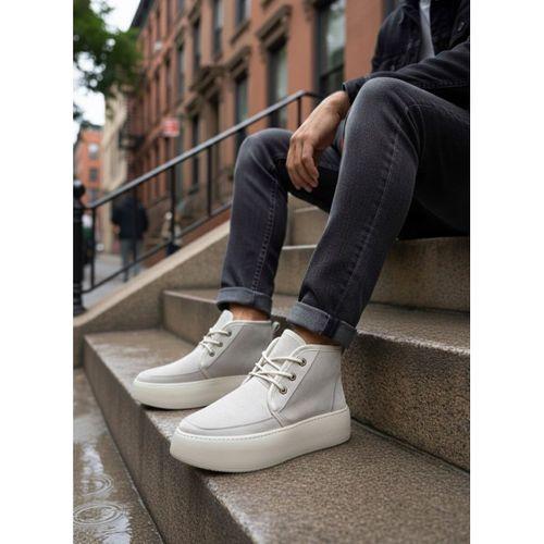 BA0550 İçi Kürklü Bağcıklı Krem Erkek Tarz Spor Bot