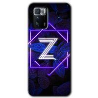 BeRa Aksesuar Poco x3 GT Kılıf Baskılı Kapak - Dark Neon Yaprak Z Harfi +Tam Kaplayan Mat Seramik