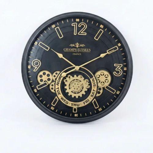 Çarklı Duvar Saati Altın Rengi Detaylı 59 Cm
