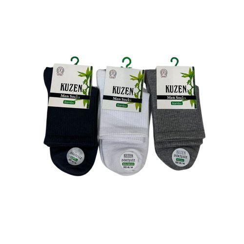 Kuzen Dikişsiz Yarım Konç Bambu Erkek Çorap 3 Adet