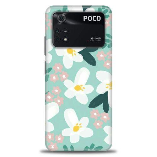 Xiaomi Poco M4 Pro 4G Kılıf HD Baskılı Kılıf - Pembe Beyaz Papatyalar + Tam Ekran Koruyucu