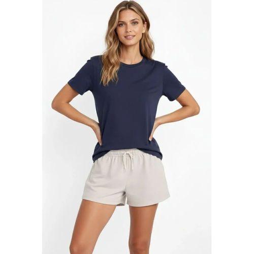 Osy Modal Yumuşak Dokulu Kumaş Bisiklet Yaka T-shirt - İndigo