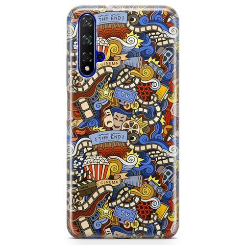 Huawei Nova 5t Kılıf Doodle Sinemasever Arka Kapak Koruma Desenli Full Koruyucu