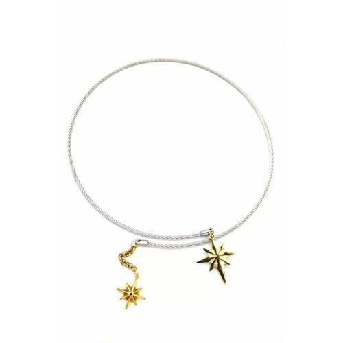 Kutup Yıldızı Tasma Kolye - Gümüş