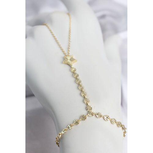 Gold Renk Pirinç Lazerli Yıldız Model Zirkon Taşlı Şahmeran