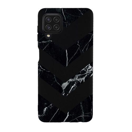 Galaxy M22 Uyumlu Mermer Üçgen Desenli Premium Silikonlu Lansman Telefon Kılıfı