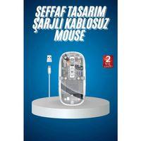 Sessiz Tıklama Çift Modlu Bluetooth Ve Alıcı Şeffaf Mouse Fare