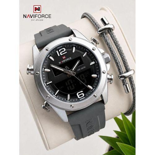 Naviforce Silokon Kordon Dijital & Analoğ Mekanizma Bileklik Hediyeli 3 ATM Erkek Kol Saati NF9264.3