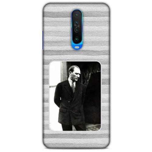 Xiaomi Poco X2 Kılıf Atatürk (36) Glitter Kılıf Gri Kumlar