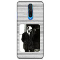 Xiaomi Poco X2 Kılıf Atatürk (36) Glitter Kılıf Gri Kumlar