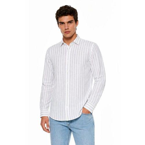 Erkek Spor Silim Fit Çizgili Yazlık Gömlek BGL-ST05380