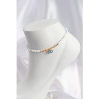 Beyaz ve Karışık Renk Boncuklu Balık Figürlü Halhal