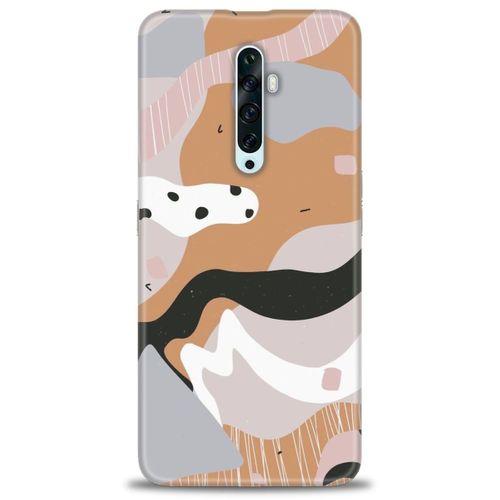 Oppo Reno 2Z Kılıf HD Baskılı Kılıf - Kahve Beyaz + Tam Ekran Koruyucu