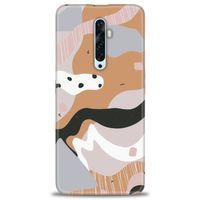 Oppo Reno 2Z Kılıf HD Baskılı Kılıf - Kahve Beyaz + Tam Ekran Koruyucu