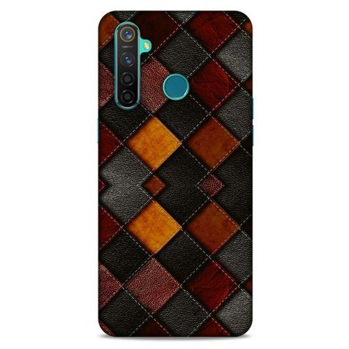 Oppo Realme 5 Pro Kılıf Patchwork (1) Kılıfı Kahverengi Bordo
