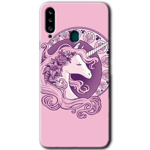 Potkal Hediye Fabrikası Samsung Galaxy A20s HD Baskılı Kılıf + 9D Tam Ekran Koruyucu - Unicorn-Pembe
