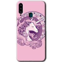 Potkal Hediye Fabrikası Samsung Galaxy A20s HD Baskılı Kılıf + 9D Tam Ekran Koruyucu - Unicorn-Pembe