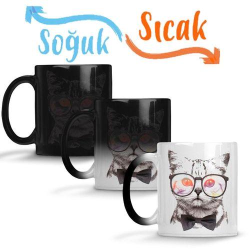 Miau Cat Kedi Sihirli Kupa Bardak Porselen