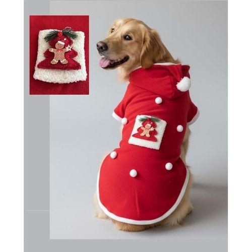 RED Tree Kırmızı Yılbaşı Köpek Kıyafeti | Noel Baba Kapüşonlu Polar Sweatshirt | Orta ve Büyük Irklar İçin