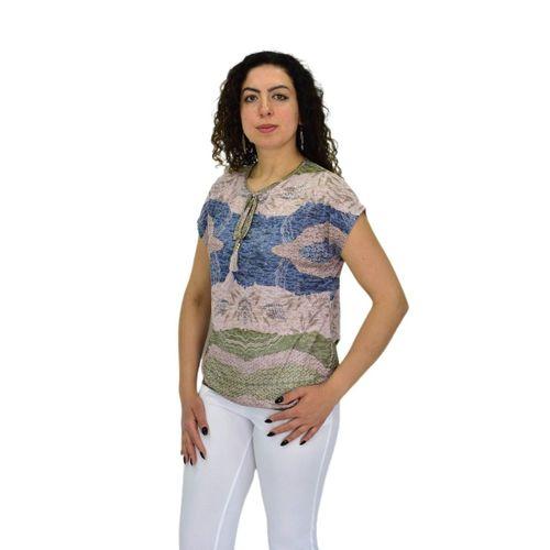 Kadın Kısa Kol Baskılı Bluz BGL-ST04694