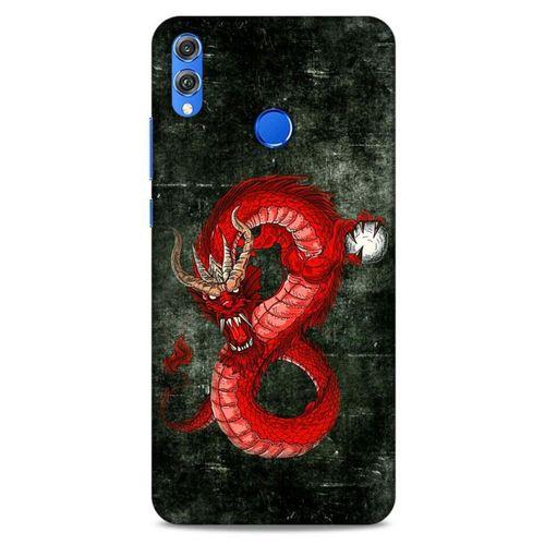 Huawei Honor 8x Kılıf Dragons (23) Ultra Koruma Kılıfı Tatoo Kırmızı Ejderha