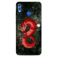 Huawei Honor 8x Kılıf Dragons (23) Ultra Koruma Kılıfı Tatoo Kırmızı Ejderha