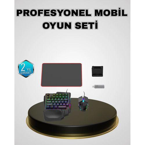 Mobil Set Klavye + Mouse + Dönüştürücü 5’li Paket Yüksek Dpı Bluetooth