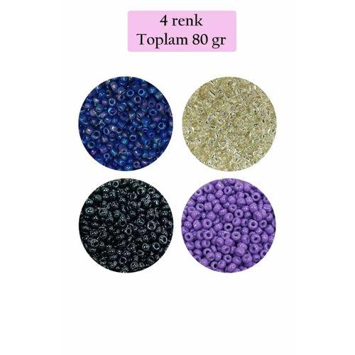 Dökme Cam Kum Boncuk (11/0) 2 mm - 4 Renk - Toplam 80 Gram -  BNC403