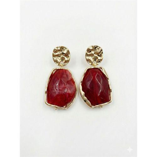 Akrilik Taşlı Küpe - Bordo