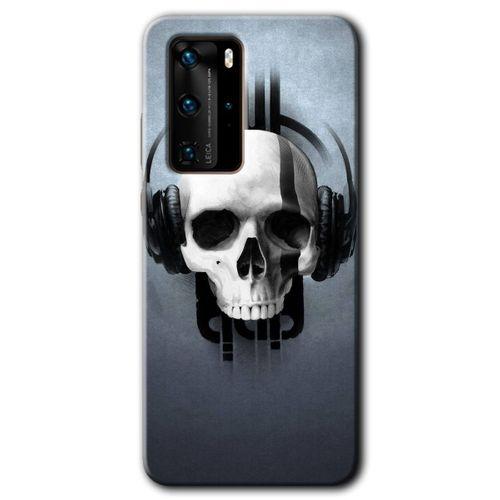 MRCİLETİSİM Huawei P40 Pro Kılıf HD Desen Baskılı Arka Kapak + Temperli Cam - Müzik Kurukafa