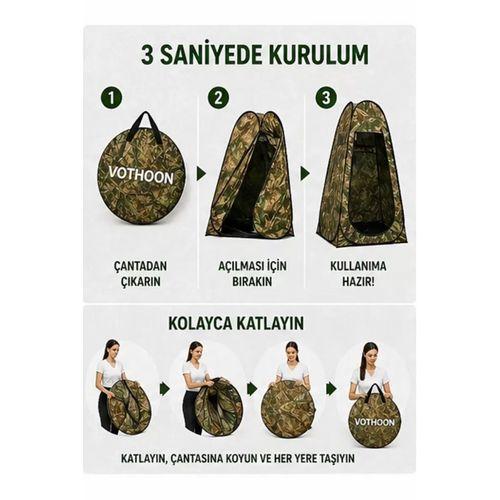Otomatik Kabin Giyinme Çadırı 120x120x190 Cm Üst H.alandırma Yan Pencereli Duş & Wc Çadırı