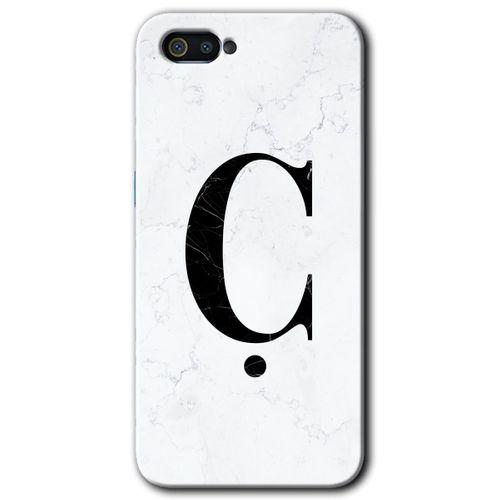 Realme C2 Kılıf HD Desen Baskılı Arka Kapak - Beyaz Mermer Desenli Ç Harfi + Kırılmaz Cam