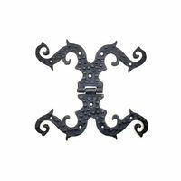 Antika Tarz Dekoratif Pirinç Süslü Menteşe - 190x170 Mm, Oksit