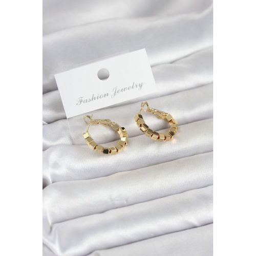 Gold Renk Kare Halka Model Kadın Küpe