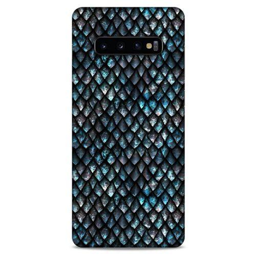 Samsung Galaxy S10 Plus Kılıf Dragons (10) Full Koruma Kılıfı Ejderha Skin Mavi Beyaz