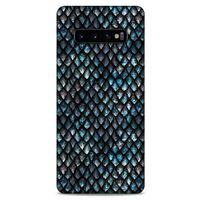 Samsung Galaxy S10 Plus Kılıf Dragons (10) Full Koruma Kılıfı Ejderha Skin Mavi Beyaz